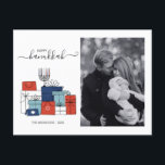 Hanukkah Gifts & Menorah Holiday Photo Postcard<br><div class="desc">Personalize the custom text above. You can find additional coordinating items in our "Hanukkah Gifts and a Menorah" collection.</div>
