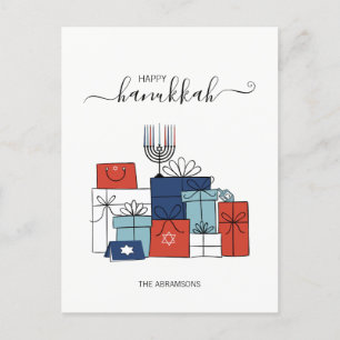 Hanukkah Gifts & Menorah Holiday Postcard