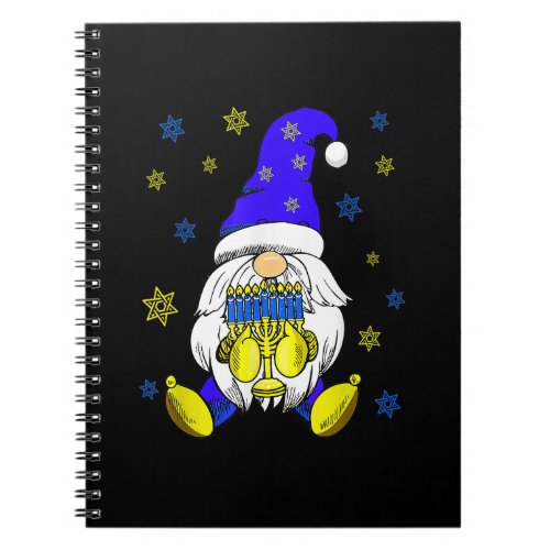 Hanukkah Gnome Holding Menorah Family Gnome Lover Notebook