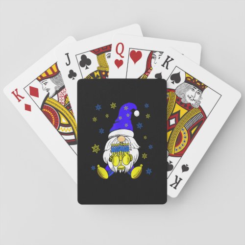 Hanukkah Gnome Holding Menorah Family Gnome Lover Playing Cards