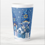 Hanukkah Gnomes Latte Mug<br><div class="desc">An Adorable Blue Snowflakes In Winter Hanukkah Gnome Latte Mug</div>