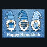 Hanukkah Gnomes Trio Poster<br><div class="desc">hanukkah gnomes trio poster with text happy hanukkah</div>