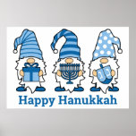 Hanukkah Gnomes Trio Poster<br><div class="desc">hanukkah gnomes trio poster with text happy hanukkah</div>