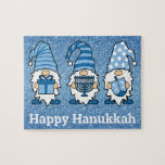 Hanukkah Gnomes Trio Puzzle<br><div class="desc">hanukkah gnomes trio puzzle with text happy hanukkah</div>
