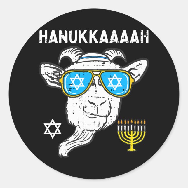 Hanukkah Goat Chanukah Jewish Farm Farmer Classic Round Sticker (Front)
