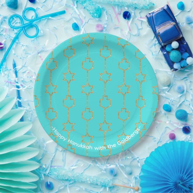 Hanukkah Gold Charms Paper Plates (Party)