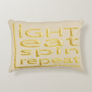 Hanukkah Gold/Cream Pillow "Light Eat Spin Repeat"