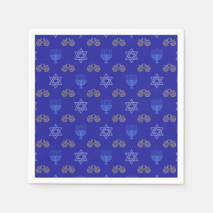 Hanukkah Gold Dreidel Star of David Menorah Napkins