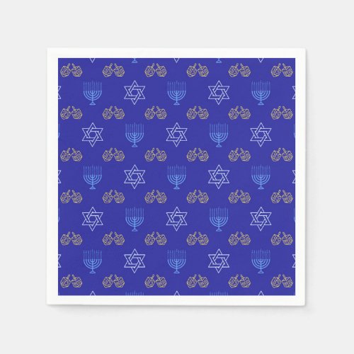 Hanukkah Gold Dreidel Star of David Menorah Napkins