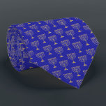 Hanukkah Gold Menorah Blue Neck Tie<br><div class="desc">Celebrate Hanukkah in style with this men's necktie featuring a classic gold Menorah on a rich blue background. Perfect for adding a festive touch to your holiday attire. This tie blends tradition with a modern, sleek look. Whether you are attending a family gathering or a holiday party, this necktie is...</div>