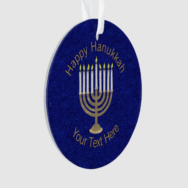 Hanukkah Gold Menorah Elegant Chrismukkah Ornament (Front)