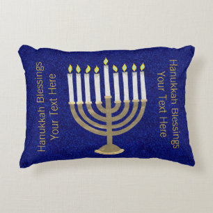 Hanukkah Gold Menorah Holiday Home Decor Decorative Pillow