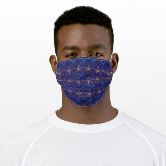 Hanukkah Gold Menorah Jewish Holiday Adult Cloth Face Mask (Worn)