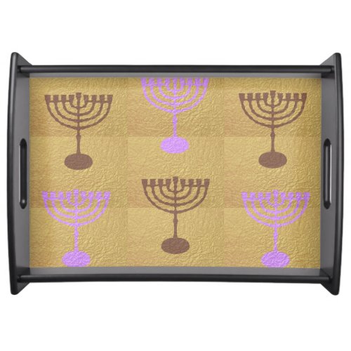Hanukkah Gold Menorah lights Festival decoration Serving Tray