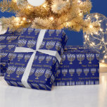 Hanukkah Gold Menorah Pattern Personalize This Wrapping Paper<br><div class="desc">Unwrap eight nights of Hanukkah fun with this classic Menorah [Hanukiah] pattern wrapping paper. Rows of gold and white Menorahs in two sizes are sprinkled in between with your custom text in a gold color on the rich dark blue background. Hanukkah Blessings can be changed to Happy Chanukah if you...</div>
