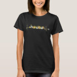 Hanukkah Gold N Color and the beat goes on TShirt<br><div class="desc">Hanukkah Gold, Yellow, Blue, Orange "... and the beat goes on... " Women's Basic T-Shirt Choose from many different colors, styles, and sizes for this design! Personalize by moving and or resizing Chanukah element and delete text on back and add your own words. Choose text style, color, and size. Thanks...</div>
