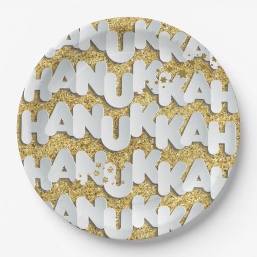 Hanukkah Gold Stars Paper Plate