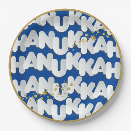 Hanukkah Gold Stars Paper Plate