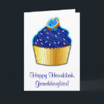 Hanukkah Granddaughter: Cupcake and Dreidel Cookie Holiday Card<br><div class="desc">This design celebrates Hanukkah. For matching items type "penguincornerstore hanukkah" into the Zazzle search bar.</div>