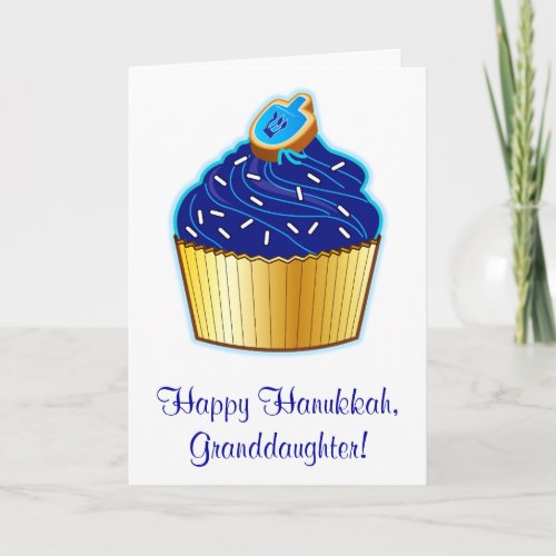 Hanukkah Granddaughter Cupcake and Dreidel Cookie Holiday Card