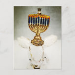 Hanukkah Greeting Card - Addo to Rabbit and Menora<br><div class="desc">Celebrate Hanukkah with Aldo, the bunny with a sense of humor. This rabbit loves to put stuff on his head. Check out this "cool" glass ornament. This Menorah allows Aldo to celebrate Hanukkah in style! Aldo is a Perfect Reject. Each plush toy was created by me and is 100% recycled....</div>