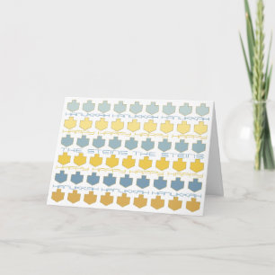 Hanukkah Greeting Card "Blue/Gold Dreidels"