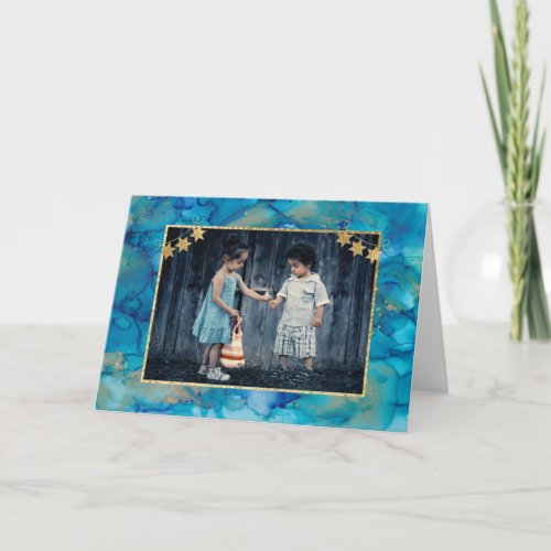 Hanukkah Greeting Card Blues  Golds