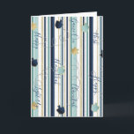 Hanukkah Greeting Card Dreidels n Stripes<br><div class="desc">"Hanukkah Stripes and Dreidels" Greeting Card with Envelope. Personalize by deleting text on the front and inside of greeting card and replace with your own text. Choose your favorite font style, color, and size. Thanks for stopping and shopping by. Much appreciated!!! Happy Hanukkah! Size: Standard (5" x 7") Birthdays or...</div>