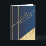 Hanukkah Greeting Card Elegant Navy N Gold<br><div class="desc">"Hanukkah "Elegant Navy and Gold" Greeting Card with Envelope. Personalize by deleting text on the inside of greeting card. Choose your favorite font style, color, and size. All elements can be edited (rotated, moved, deleted, resized, etc.) Thanks for stopping and shopping by. Much appreciated!!! Happy Hanukkah! Size: Standard (5" x...</div>