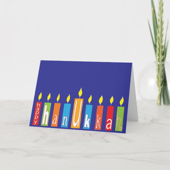 Hanukkah Greeting Card/Envelope "Hanukkah Candles" Holiday Card (Front)
