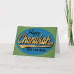 Hanukkah Greeting Card/Envelope "Retro Chanukah" Holiday Card<br><div class="desc">Hanukkah Greeting Card includes a white envelope. Retro "Happy Chanukah EST 139 BCE" Personalize by deleting, "Happy" and "EST 139 BCE" and replace with your own words. Choose your favorite font style, color, size, and wording. Write on the blank inside page to express your best wishes for a wonderful Hanukkah!...</div>