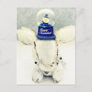 Hanukkah Greeting Card - Rabbit and Snow Globe