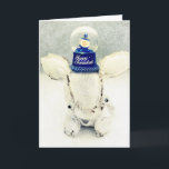 Hanukkah Greeting Card - Rabbit and Snow Globe<br><div class="desc">Celebrate Hanukkah with Aldo, the bunny with a sense of humor. This rabbit loves to put stuff on his head. This snow globe is his favorite. Now he's celebrating Hanukkah in style with this holiday ornament! Aldo is a Perfect Reject. Each plush toy was created by me and is 100%...</div>