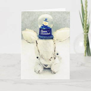 Hanukkah Greeting Card - Rabbit and Snow Globe