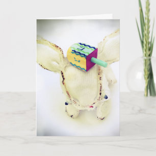 Hanukkah Greeting Card with Aldo and a dreidel