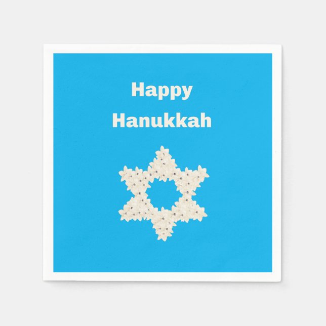 Hanukkah Greeting with Flowers Napkins (Front)