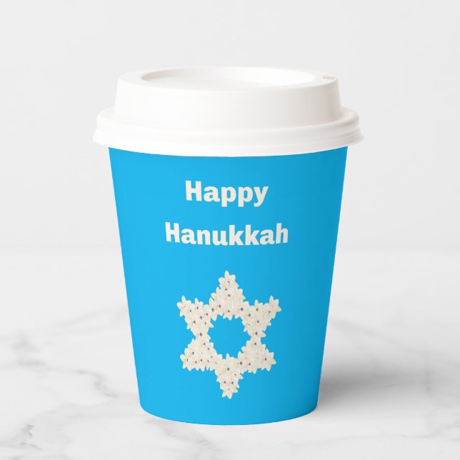 Hanukkah Greeting with Flowers Paper Cups (Front)