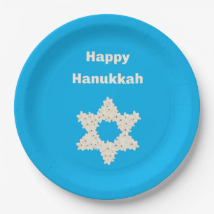 Hanukkah Greeting with Flowers Paper Plates