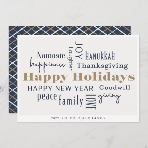 Hanukkah Greetings Holiday Blue Gold