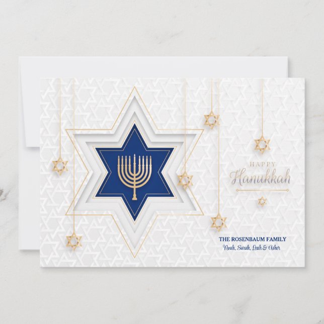 Hanukkah Greetings Holiday Card (Front)