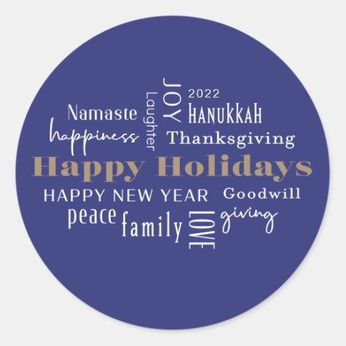 Hanukkah Greetings Holiday Royal Blue  Classic Round Sticker