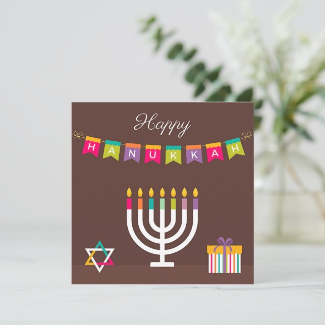 Hanukkah Greetings Note Card (Standing Front)