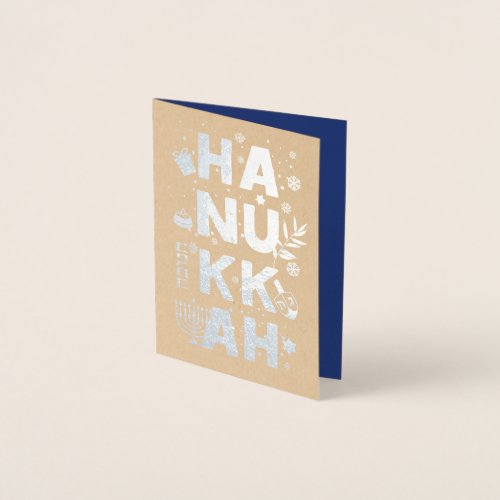 Hanukkah Greetings Real Silver Foil Card