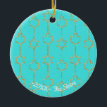 Hanukkah "Hanging Gold Charms" Circle Ornament<br><div class="desc">Hanukkah "Hanging Gold Dreidel and Star Charms" Circle Ornament. (2 sided) Personalize both sides by deleting text on the ornament and replacing with your own. Then using your favorite font color, size, and style, type in your own words. Thanks for stopping and shopping by. Much appreciated! Happy Chanukah/Hanukkah! Bring a...</div>