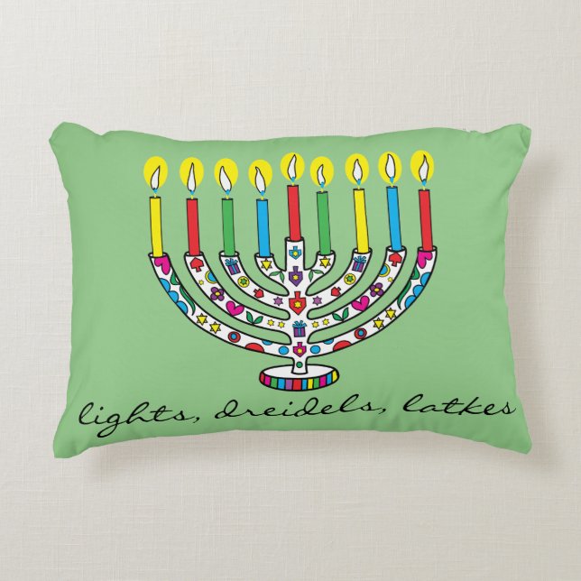 Hanukkah Hanukkiah Bright Lights Accent Pillow (Front)
