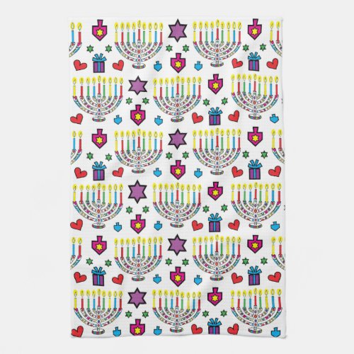 Hanukkah Hanukkiah Light and Bright Kitchen Towel