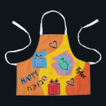 Hanukkah Happy Bright Art Apron<br><div class="desc">Hanukkah Happy Bright Art Apron. Personalize by deleting text and adding your own. Use your favorite font style, color, and size. Be sure to choose size and strap color. All design elements can be transferred to other Zazzle products and edited. Happy Hanukkah! Thanks for stopping by. Much appreciated! Size: All-Over...</div>