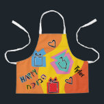 Hanukkah Happy Bright Art Apron<br><div class="desc">Hanukkah Happy Bright Art Apron. Personalize by deleting text and adding your own. Use your favorite font style, color, and size. Be sure to choose size and strap color. All design elements can be transferred to other Zazzle products and edited. Happy Hanukkah! Thanks for stopping by. Much appreciated! Size: All-Over...</div>