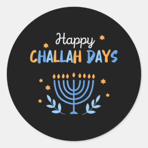 Hanukkah Happy Challah Days Funny Jewish Matching Classic Round Sticker