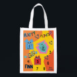 Hanukkah Happy Dancing Colorful Dreidels Grocery Bag<br><div class="desc">Hanukkah Happy Dancing Colorful Dreidels white 2-sided bag. All design elements can be edited. All editable text can be deleted and replaced with your own message. Use your favorite font color, size, and style. Happy Hanukkah/Chanukah! Style: Reusable Bag Go green and save the planet with our reusable grocery bag! Made...</div>